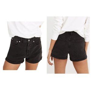 NWT Madewell High Waist Denim Shorts Lunar Wash 31 Raw Hem Black